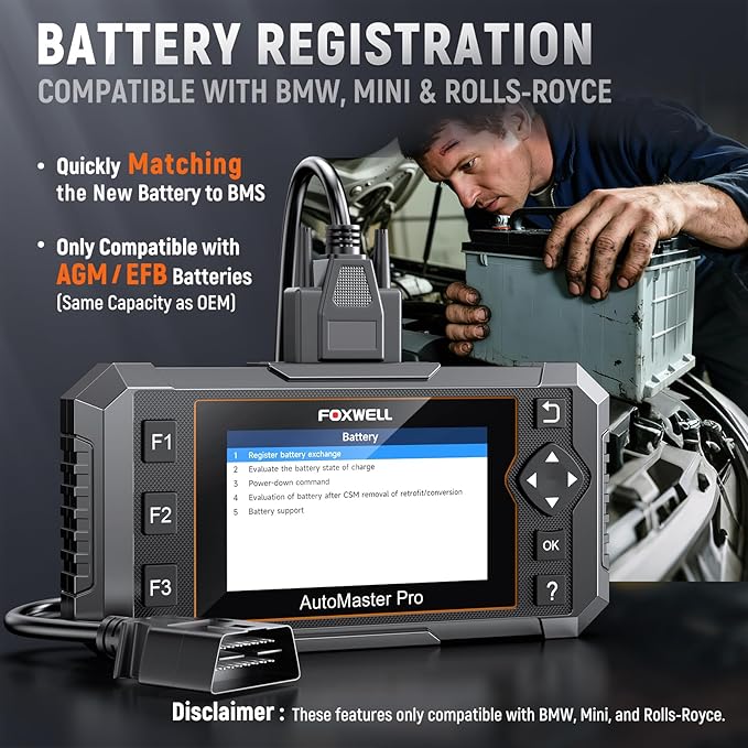FOXWELL NT510 Pro fit for BMW OBD2 Scanner with 12V Battery Tester, Full System Diagnostic Bi-Directional Control Scanner, All