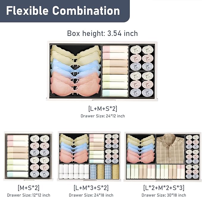 DIMJ Drawer Organizer Clothes- 26 Pack Baby Dresser Organizer for Nursery, Small Fabric Closet Drawer Organizer Bins for Unde