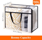 Lifewit 2 Pack Clear Clothes Storage Bags, 110L Plastic Blanket Storage Bag, Vinyl Foldable Moving Bags with Zipper, Closet O