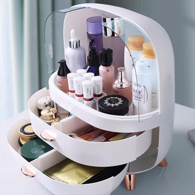 Makeup Organizer Box Cosmetic Display Cases,Makeup Organizer Box for Vanity, Storage Box Cabinet with Drawers and Transparent