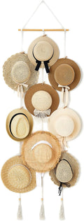Mkono Hat Rack Hat Hangers for Wall Boho Caps Storage Display Organizer with Decorative Tassels Modern Cowboy Womens Hat Disp