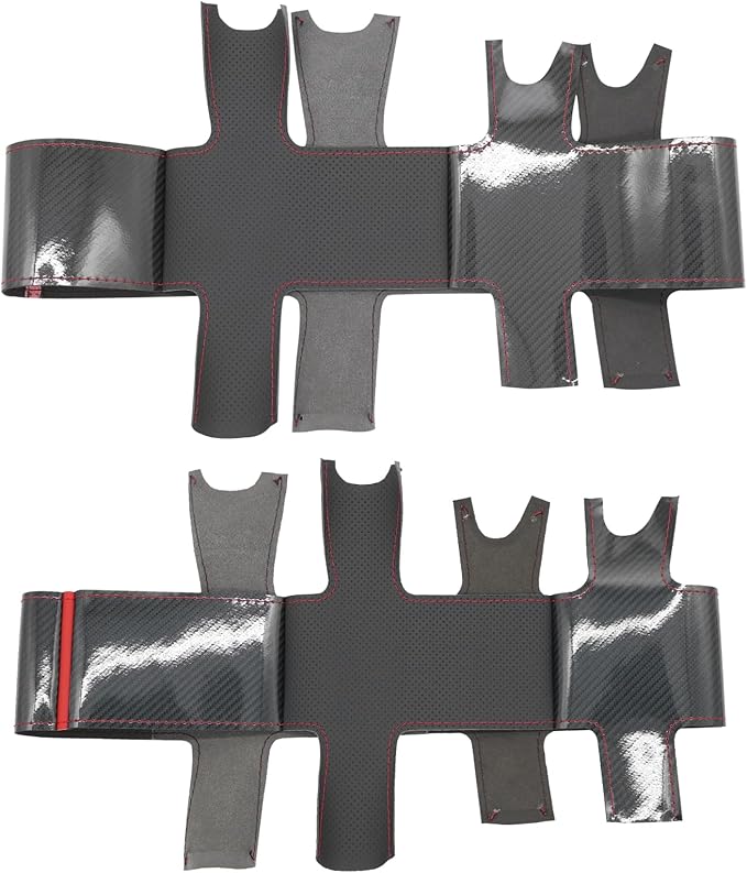 MEWANT Steering Wheel Cover for Chevy Silverado 1500 Astro Blazer Kodiak S10 Made of Shiny PU Carbon Fiber Real Leather