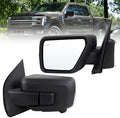 Left Driver Side Mirror Compatible With 2021-2026 Ford F150 With Manual Folding Power Glass Heated Blind Spot Turn Signal Light Matte Black Replace#ML3Z17683TA (9Pins)