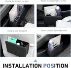 Car Trash Can, Leather Foldable Waterproof Garbage Organizer with 1 Roll Trash Bags, Multi-Function Hanging Interior Holder for Car SUV (Black)