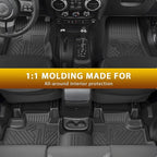 Powerty Floor Mats for Jeep Wrangler JK 2014-2018 Unlimited 4-Door (NOT for JL or 2-Door) All Weather TPE Custom Fit Car Mats Floor Liners 1st & 2nd Row, Black