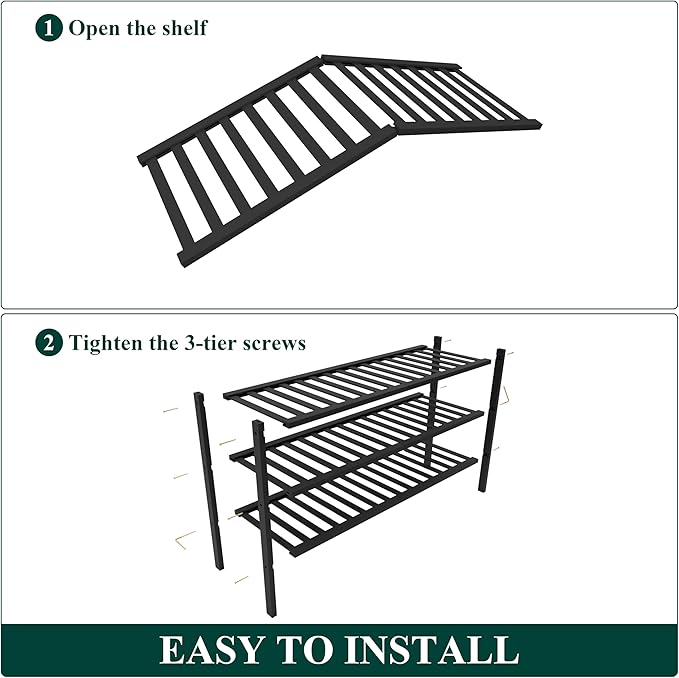 Smiry Bamboo Shoe Rack for Closet, 3 Tier Long Wooden Stackable Shoe Organizer, Free Standing Shoes Storage Shelf for Entrywa