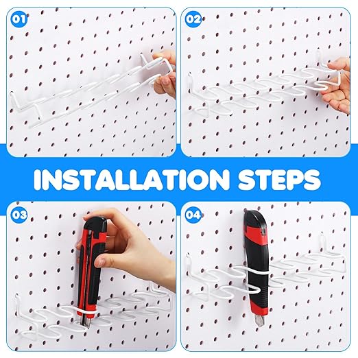 Hanaive 4 Pieces Pegboard Pliers Holder, Holds 11 Plier Per Rack, Steel Pegboard Hooks Pliers Peg Board Organizer Accessories