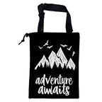 Adventure Awaits Car Garbage Bag Mountain and Bird Hanging Canvas Car Trash Bag Drawstring Car Back Seat Organizer for Car Back Front Seat Console with Adjustable Buckle