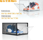 Attelite X-Large Clear Shoe Boxes Stackable Plastic Shoe Organizer ,Thicken & Sturdy Shoe Storage Box with Magnetic Door, Dro