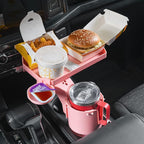JoyTutus Cup Holder Tray for Car, Car Cup Holder Expander with 360°Rotation Tray, Large Cup Drink Holder Fit for Yeti/Hydro Flask, Detachable Food Tray Table, Pink Car Accessories