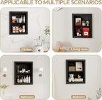 Solid Wood 14 X 18 Recessed Medicine Cabinet,2-Tier, Medicine Cabinet Organizer,Wall Niche, Bathroom Wall Cabinet Black