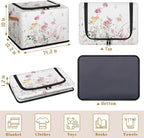 Boho Floral Flowers Storage Basket - Rectangular Decorative Box Collapsible Organizer with Zipper Lid, Watercolor Butterfly B