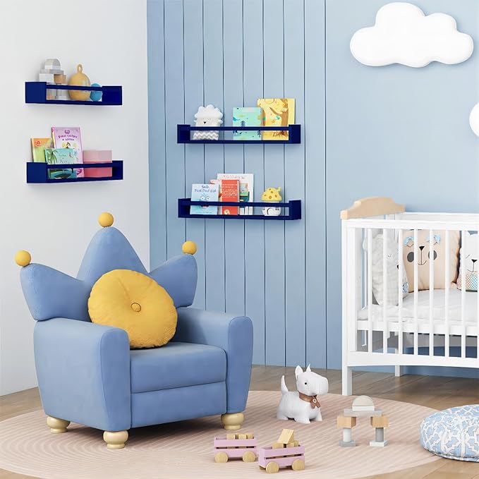 Forbena Wall Book Shelf Organizer for Kids Room Set of 4, Large Floating Book Shelves for Boy Nursery Wall Deocr, 24 Inches W