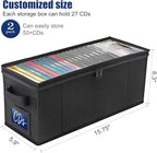 CCidea CD Storage Box with Clear Window - 2 Pack Media Organizer, Innovative Folding Design for CD Discs, CD Holder with Reinforced Handle & Label Slot, Holds 29 CDs Each, Fits Car & Home Use (2)