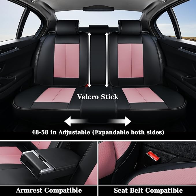 Coverado Universal Seat Covers Full Set, 5 Seats Universal Seat Covers for Cars, Waterproof Nappa Leather Car Seat Covers wit