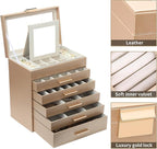 BOOVO Jewelry Boxes for Women, White and Black 6 Layer Large Jewelry Box for Necklace, Bracelet, Earrings, Rings Storage, Jew