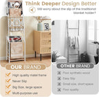 Pinzoveco Blanket Ladder, 7 Tier Blanket Ladders for The Living Room,Wooden Ladder Shelf with Hooks, 5.5ft Blanket Holder Rac