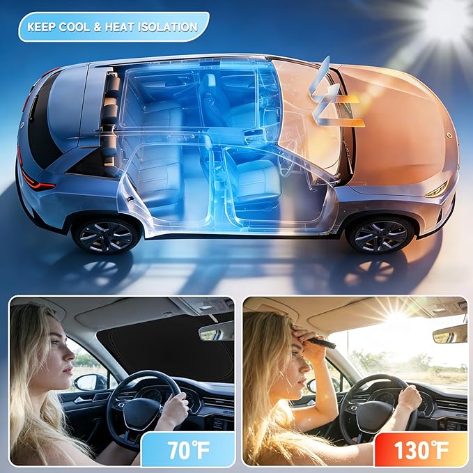 Custom Fit Windshield Sun Shade for Chrysler 300/300C 2011-2025, Blocks UV & Heat, Front Window Sunshade Accessories, Easy Fold & Store Keep Your Car Cooler