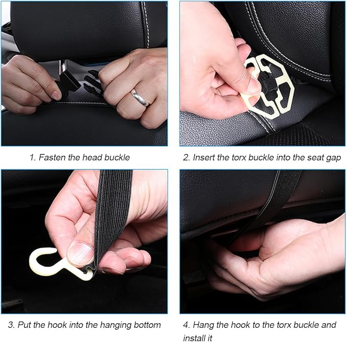 Car Seat Back Organizer, Leather Vehicle Seatback Storage Pocket with Foldable Table Tray, Multifunctional Automotive Backsea
