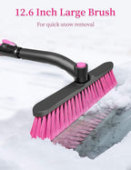 HEEYA 44 Inch Snow Brush for SUV, Ice Scraper for Car Windshield Window, Extendable Snow Scraper and Brush with Comfortable Foam Grip for Truck Vehicle Automobile - Pink