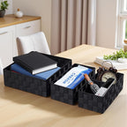 Posprica Small Black Baskets Cube Bin Container Tote,Woven Storage Baskets for Organizing Organizer Divider for Drawer, Close