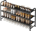 INGIORDAR Shoe Rack 3 Tier Long Storage Organizer Wide Metal Shoe Shelf for Closet Entryway Black