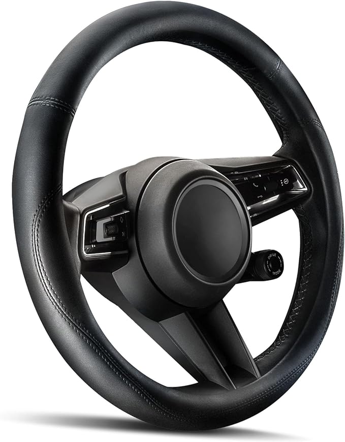 HOTOR Car Steering Wheel Cover - Universal Car Accessory for Diverse Cars, Leather Cover with Anti-Slip Lining, for Steering 