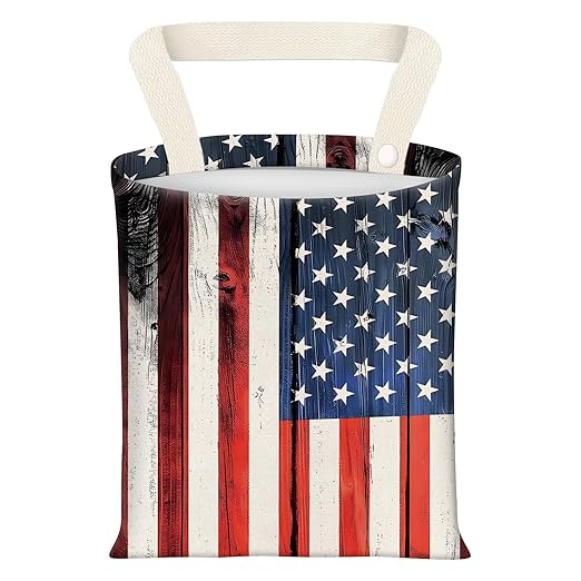 Car Garbage Can, Seat Back Hanging Cute Car Trash Can Bag, Car Organizer and Storage Bag for Travelling, Outdoor Retro American Flag