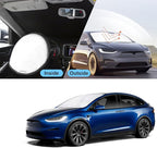 TINGLU Sun Shade for Tesla Model X Tesla X 2016-2025 2026 Accessories Windshield Sun Shade Window Shade UV Rays Protection Sun Visor Cover with Steering Wheel Sunshade Storage Bag