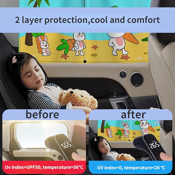 Car Sun Shade for Baby - EOHMAK Car Side Window Sun Shade Cover Upgrade Double Opening Car Interior Curtain Sun Blocker Blind (Dark Blue Space, 1 Pack)