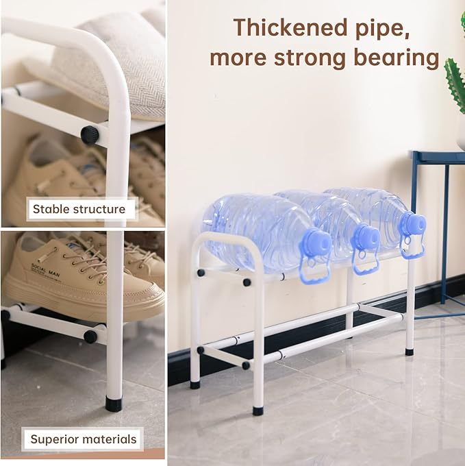 Gonfoam 2-Tier Expandable Shoe Rack,Adjustable Shoe Shelf Storage Organizer Heavy Duty Metal Free Standing Shoe Rack for Entr