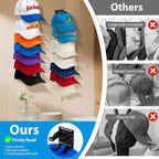 2 Pack Hat Organizer for Baseball Caps, Hat Rack for Wall Hold Up to 16 Hats, Hat Holder with Strong Adhesive and Screws, Hat