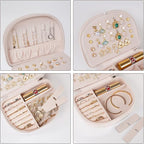 ProCase Travel Size Jewelry Box, Medium Portable Seashell-Shaped Jewelry Case, 2 Layer Jewelry Organizer in PU Leather for Wo