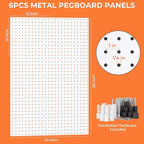 INCLY 90PCS Metal Peg Board Kit with 1/4" Pegboard Accessories, 6 Pack White Peg Board Panels, Bins, Cups and Peg Board Hooks