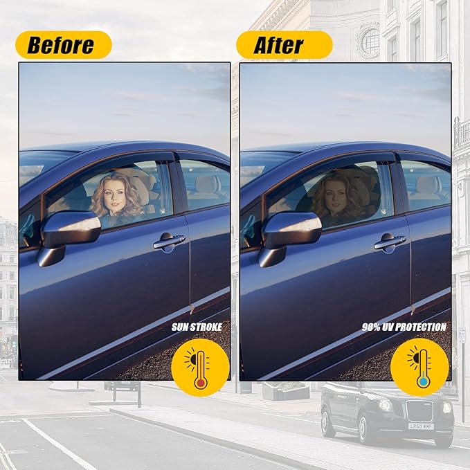 Zone Tech Side Window Cling On Sun Shades- 2-Pack Mesh Car Pop-Up Non Suction Cups Needed Sun-Shield