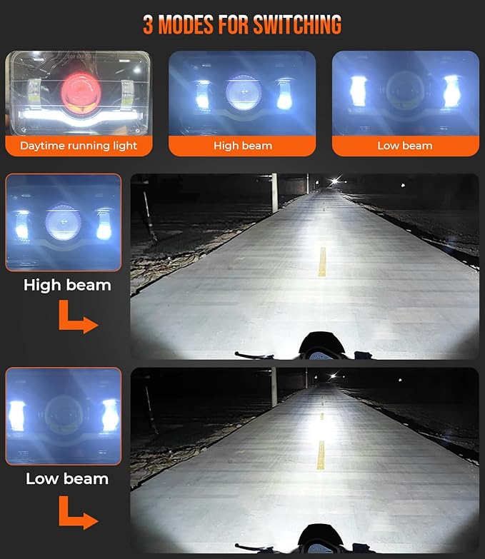 4x6 LED Headlight Kit for Suzuki DR-650 | for Suzuki DRZ400 with Mounting Bracket Hardware Headlight High Brightness Three Mo