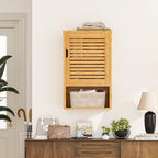 VIAGDO Bathroom Wall Cabinet, Wooden Medicine Cabinet with Single Door and Adjustable Inner Shelf, Bamboo Storage Cabinet Wal