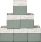 FinishingBo 13 x 13 Inch Fine Linen Storage Bins with Handles，Fabric Cube Boxs，Basket Organizers for Shelves for Home, Closet