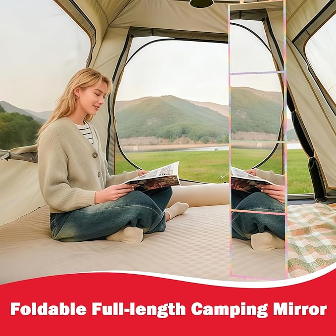 Foldable Full Length Mirror 2-in-1 Wall-Mounted or Tabletop Mirror, Portable Travel Mirror with Handle for Dance Home Bedroom