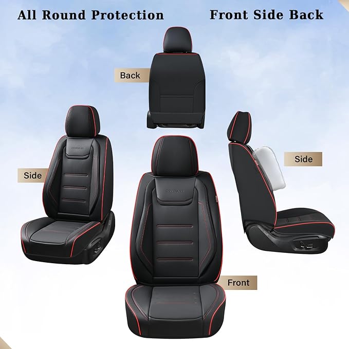 Coverado Car Seat Covers, Front Covers for Cars, Car Seat Cover Front Seats, Car Seat Protector Waterproof, Leather Cushion, 