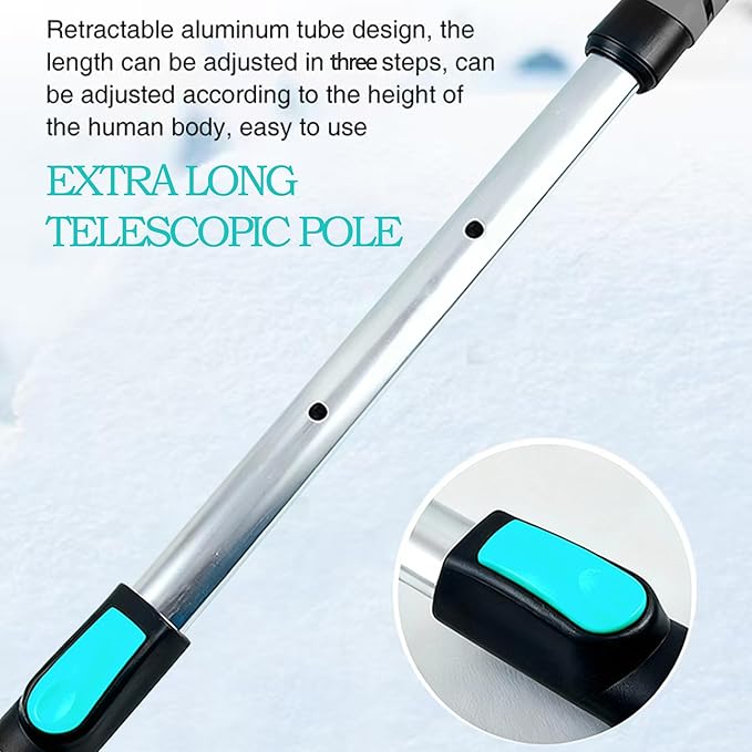 58" Car Snow Brush & Ice Scraper Long Snow Brush for Car Extendable, Upgraded Heavy Duty Pivoting Snow Broom for SUV Trucks Windshield