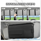 Car Sun Visor Storage Bag, Soft Leather Surface Organizer, Scratch-Resistant Auto Sunshade Organizer Bag, Can Store ID Card, Eyeglasses, Pen, Driving License etc (Black)