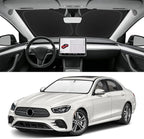 Custom Fit Windshield Sun Shade for Mercedes-Benz E-Class 2017-2023, Blocks UV & Heat, Front Window Sunshade Accessories, Easy Fold & Store Keep Your Car Cooler