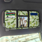 Funny Cucumber Car Sun Visor Organizer Fashion Car Sun Visor Storage Bag with Card Holder Easy to Store Universal Size Fit for Most Cars SUV