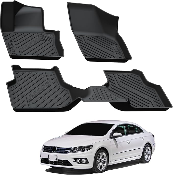 LASFIT Floor Mats for Volkswagen Jetta 2011 2012 2013 2014 2015 2016 2017 2018, All-Weather Protection TPE 1st & 2nd Row Car Mats for VW Jetta Accsessories, Super Duty, Easy to Clean, Black
