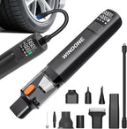 Windone Car Vacuum, 12000Pa 2-in-1 Cleaner & Tire Inflator 150PSI, 60W Brushless Motor, Cordless Handheld Vacuum & Air Pump w