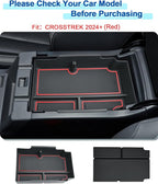 2024 2025 2026 Crosstrek Center Console Organizer for Subaru Crosstrek (Base/Premium/Sport/Limited/Wilderness), 2025 Crosstrek Console Tray 2026 Crosstrek&Impreza Accessories (with Red Mats)