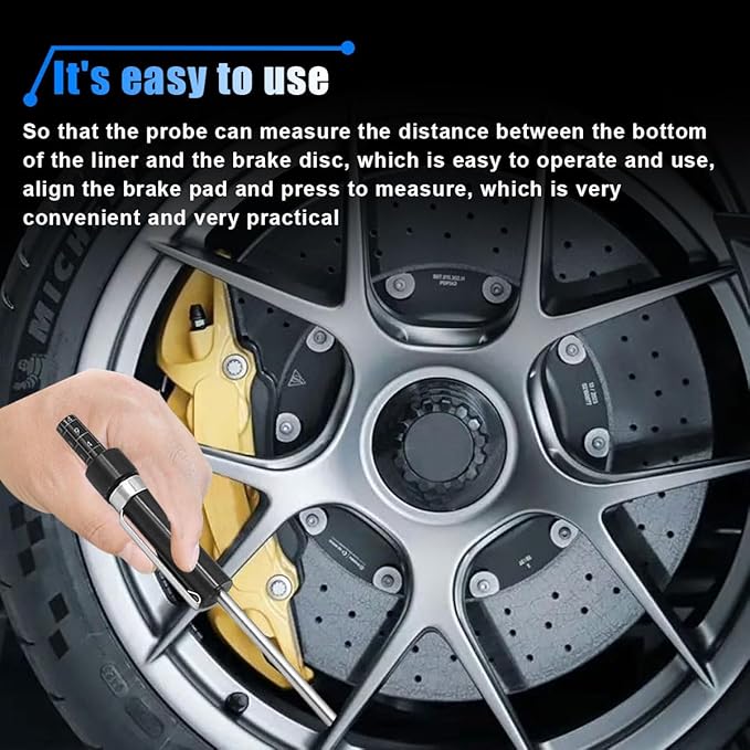 Brake Pad Thickness Gauge Measure Tool with Scale- Brake Shoe Gauge Car Brake Measuring Tool for Internal External Brake Pads