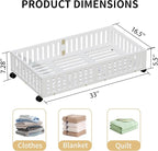 Bamboo Under Bed Storage with Wheels,Rolling Underbed Shoe Organizer Box for Shoes,Blankets,Toys,Clothes Container Space-Savi