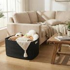JMvicyroam Woven Blanket Basket,65L Large Storage Bin for Blankets Toys Clothes,Decorative Rope Basket for Living Room Bedroo